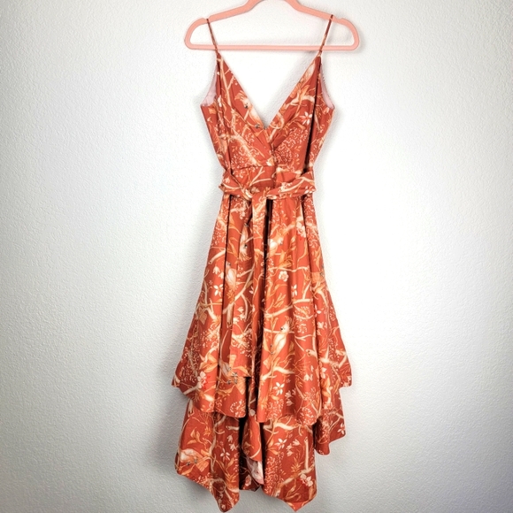 Johanna Ortiz Cacatua Belted Layered Bird Print Cotton Poplin Midi Dress 6 - Picture 9 of 15